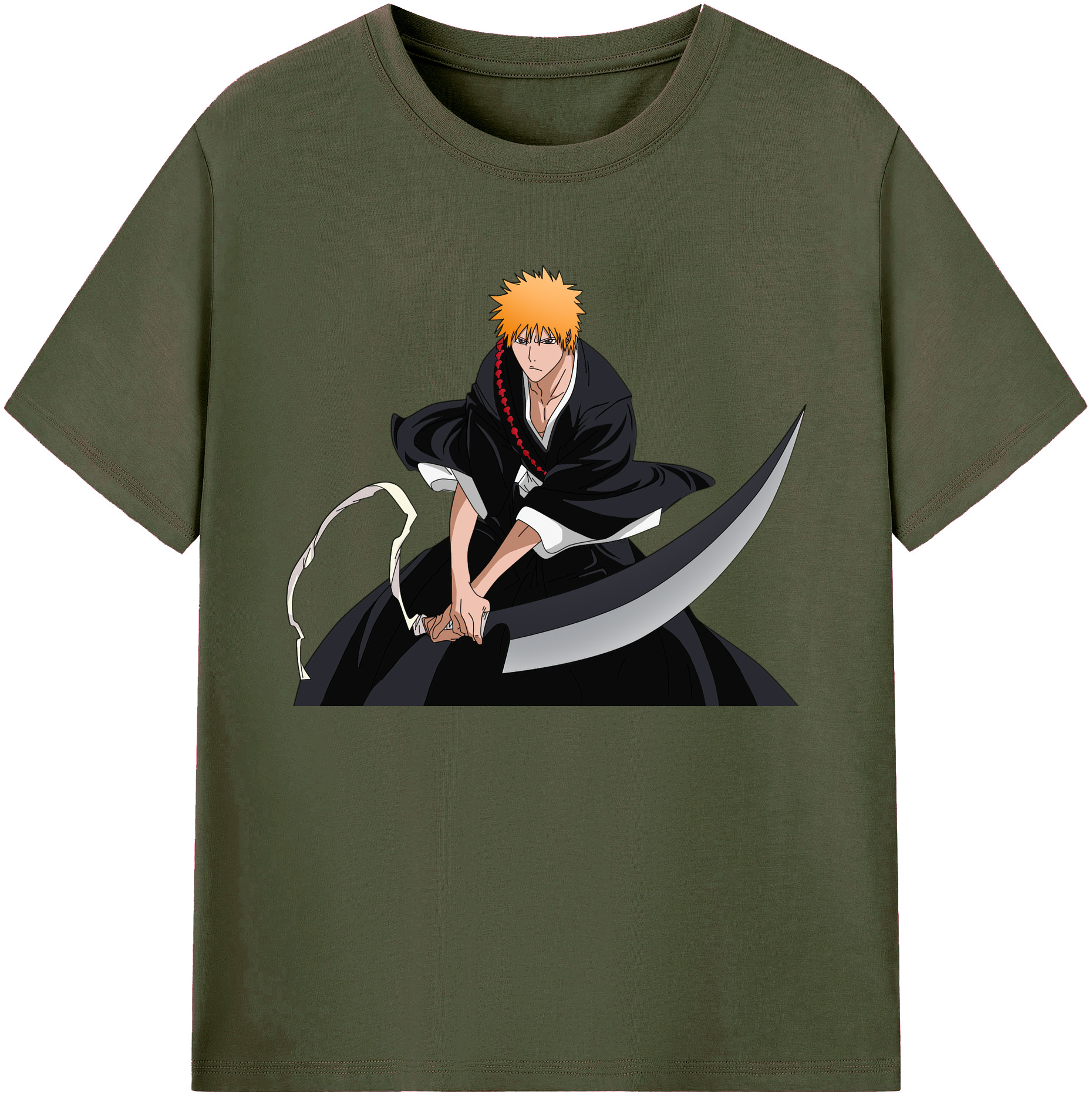 （画像用） ブリーチ 黒崎一護（くろさき いちご）BLEACH Kurosaki Ichigo 綿100％ メンズ半袖Tシャツ｜肌触りやわらか＆通気性